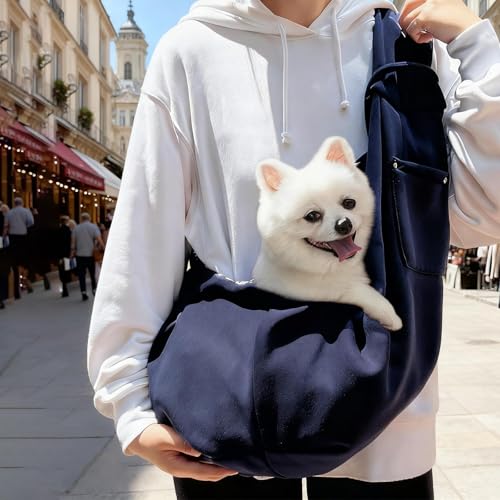 LNSYSNS Hundetragetuch, Tragetasche Hund Verstellbar, Marineblau Hundetransporttasche Geeignet für Hundetragetasche bis 6 kg, Geeignet für Kleine Hunde für Spaziergänge im Freien