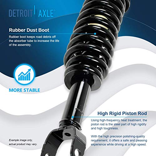 Image of Detroit Axle - 4WD Front End Suspension Kit for 2005-2009 Dodge Dakota Mitsubishi Raider 2 Ready Struts w /Coil Spring Assembly 2 Upper Control Arms w /Ball Joints 2 Sway Bars 2006 2007 2008 Replacement