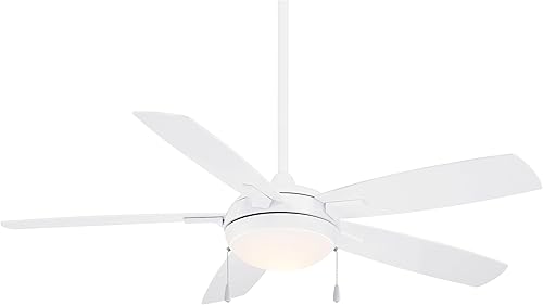 Minka-Aire F534L-WH Lun-Aire con luz Ventilador de techo de 54 pulgadas con luz LED integrada de 17 W en acabado blanco Blanco,Carbón,Bronce