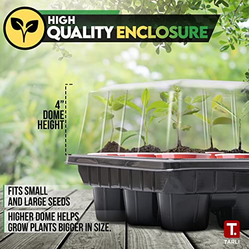 Tarli Pack Of 5 Plant Germination Kit - 4" Dome Closure Seed Starter Tray, 2 Adjustable Vents Attached Cloning Tray, 12 Cells That Fit 12 Oz Cups, Suitable For Large Seeds #TOP2