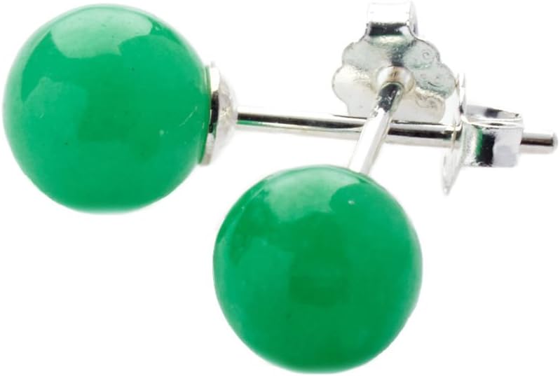 Anderson & Webb Green Jade Silver Stud Earrings