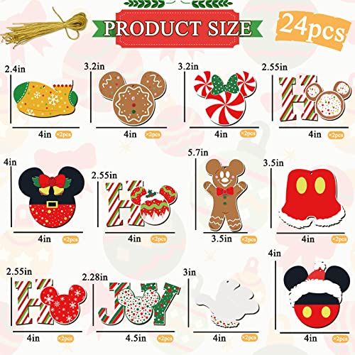 Christmas Decorations Tree Ornaments Set - 24Pcs Wooden Mouse Ornaments For Holiday Christmas Trees Hanging Party Decorations #TOP2