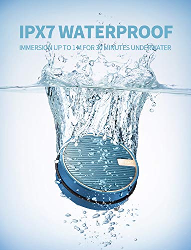 Image of INSMY C12 IPX7 Waterproof Shower Bluetooth Speaker, Portable Small Speaker, Speakers Bluetooth Wireless Loud Clear Sound Support TF CSuard ction Cup for Outdoor Kayak Canoe Beach Gift (Navy)