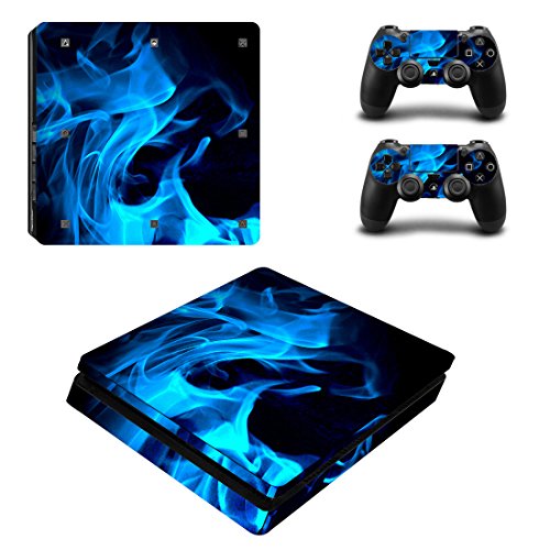 PS4 Slim Skin Sticker,Wondder Protective Vinyl Decal Skin Sticker for PS4 Slim Console + 2 Controller Skins + 2 x Silicone Thumb Grips (Colour 7)