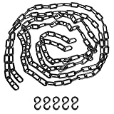 KQDRAVINE 2 Meter Absperrkette Kunststoffkette mit 5 S Haken, 6mm Absperrketten, Sicherheitskette Warnkette, für Personenkontrolle, Warteschlangen, Warnsicherheit Parkplatz, Absperrung Von Flächen