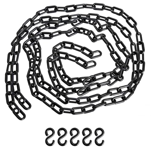 KQDRAVINE Cadenas de Barrera de 2 Metros con 5 Ganchos en S, Cadena de Seguridad de 6 mm y Advertencia para Control de Multitudes, Advertencia de Seguridad en Aparcamientos, Acordonamiento de Zonas