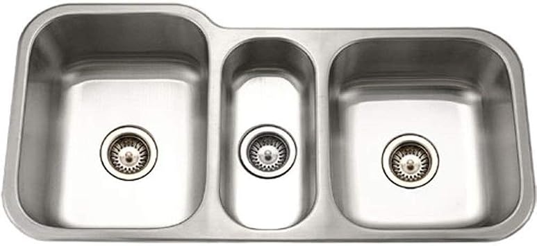 Houzer MGT-4120-1 Medallion Gourmet Series Undermount Stainless Steel Triple Bowl Kitchen Sink