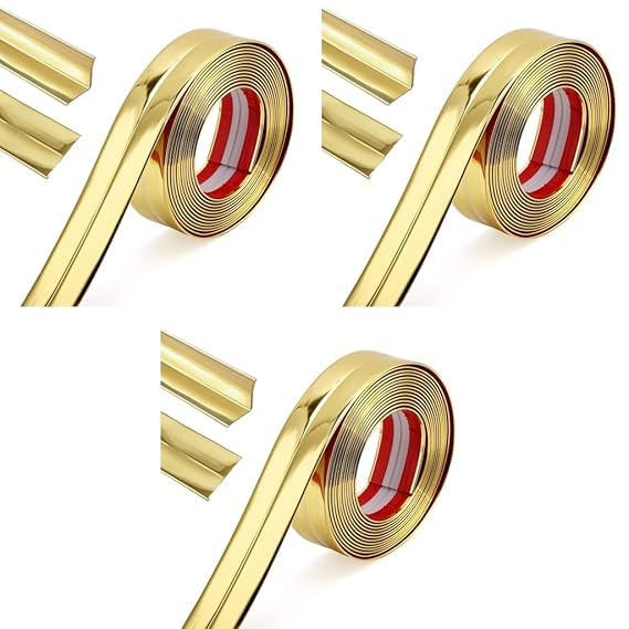 Roxbury Golden Wall Molding Trim - Wall Molding Trim & Corner Guards & Caulk Strip, Apply in Table Edge Door Frame Baseboard for Protection and Decoration,(Pack of.3)