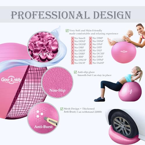 Image of Soft Exercise Ball, Anti-Burst Pilates Yoga Ball Chair Supports 2200lb, Workout Equipment w / Pump for Women Pregnancy, Medicine, Birthing, Physical Therapy, Stability, Excersing, Birth, Swiss, Fitness