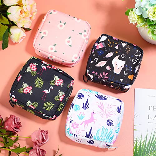 Image of 4 Pack Portable Sanitary Napkin Storage Bag Kit, Cute Schoolfeminine Period Pouch Tampons Menstrual Period-Bags Mini Pouch Pads-Bag First Period Gifts for Teen Girls /Young Girls