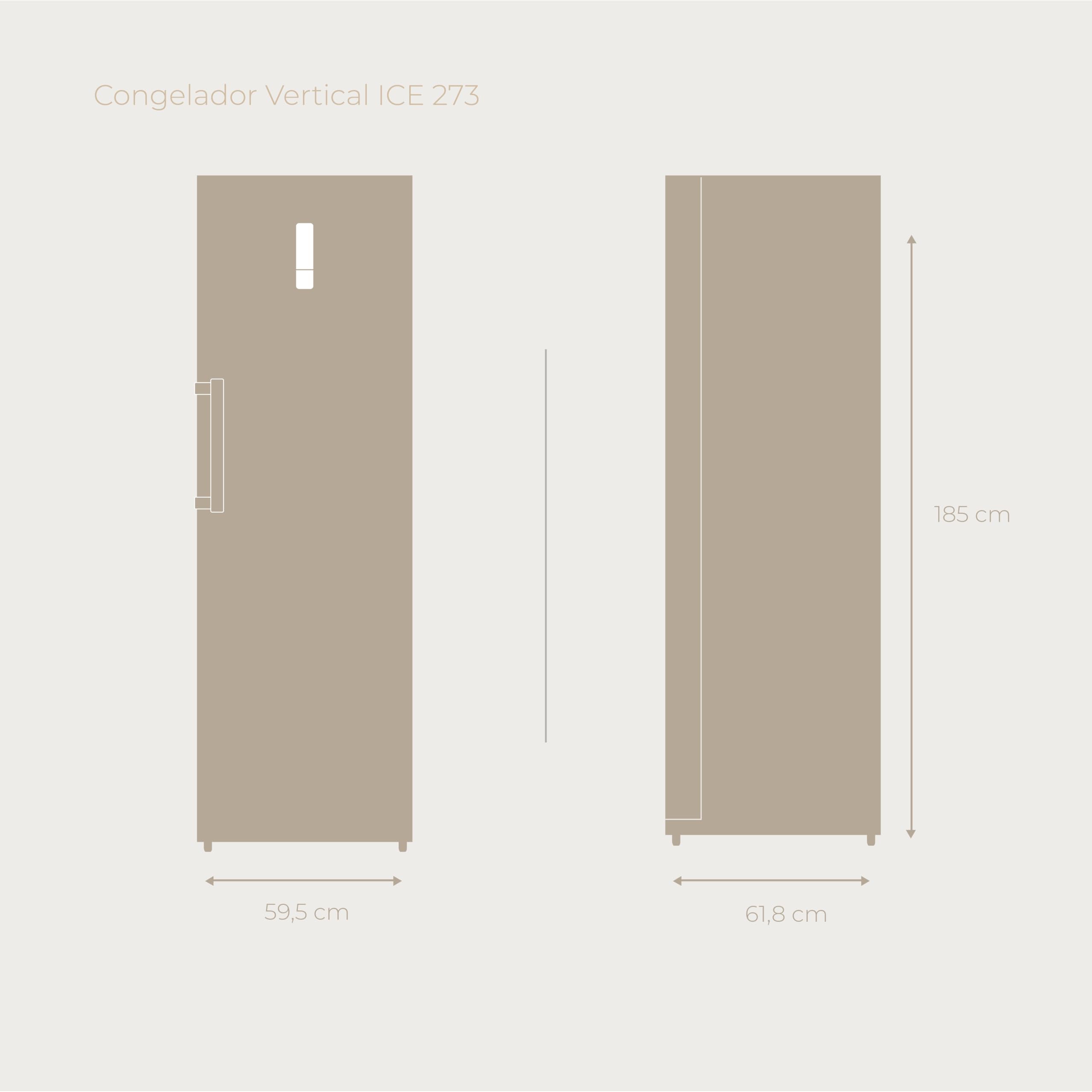 EVVO Congelador Vertical ICE 273 - Arcón Congelador Convertible a Frigorífico, 185cm de Altura, Capacidad de 273 Litros, Alarma Puerta Abierta, Puerta Reversible, Display Frontal, Acabado Blanco