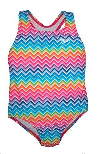 Speedo Girl's Rainbow Chevron Racerback One Piece Swimsuit