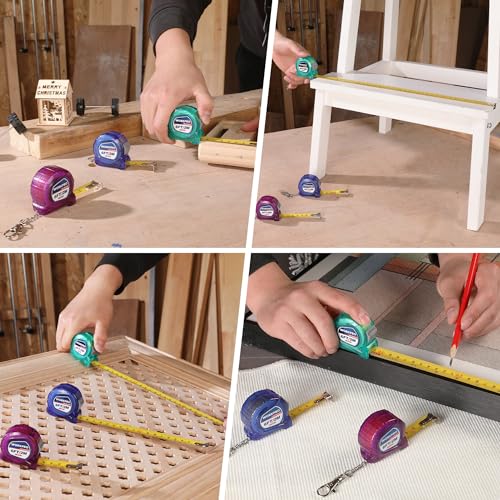 Workpro W002408 Keychain Tape Measure Set, 3 Pcs Inch/Metric Scale Easy Reading Mini Tape Measurement, 6Ft Retractable Pocket Size Small Tape Measure thumb #6