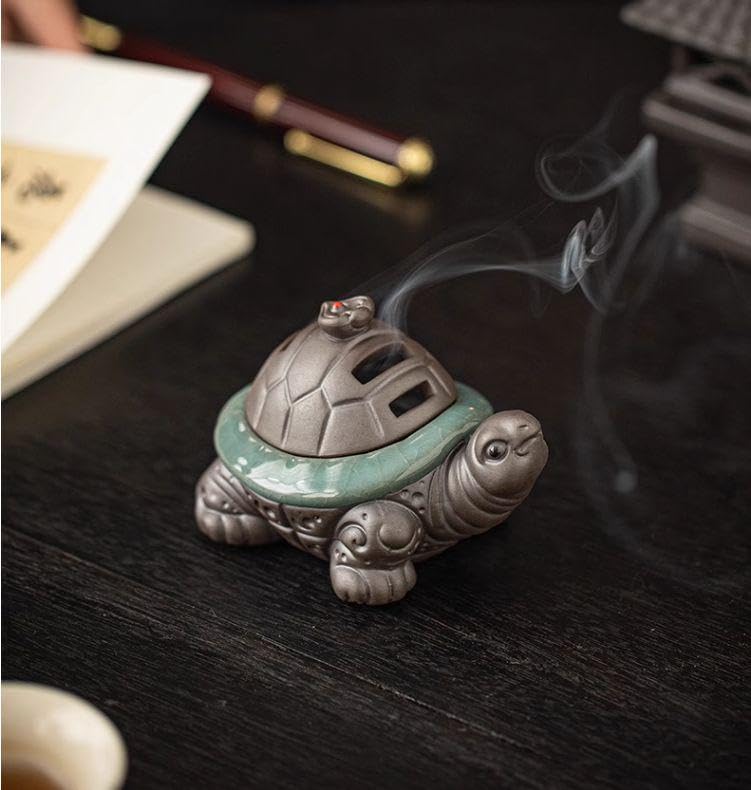 Amazon｜香炉 陶磁器 亀香炉 禅意 茶台 香炉 茶道香を薫る 置物｜仏壇
