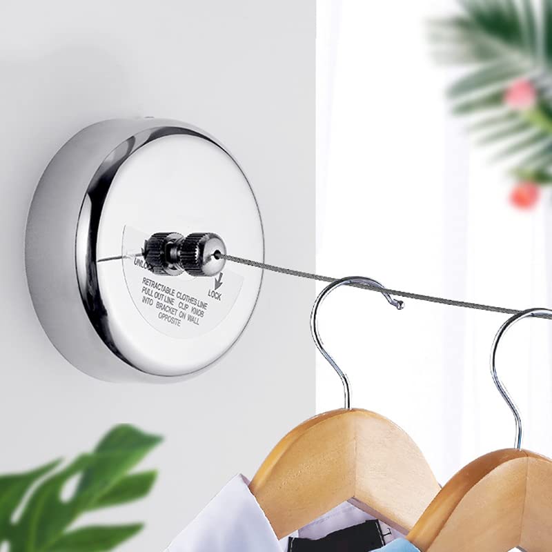 Cyrank Stendibiancheria Retrattile Da Parete Per Interni, Doppia Corda In Acciaio Inox 4 Metri, Portata 15 Kg, Per Balcone E Bagno, Moderno E Salvaspazio