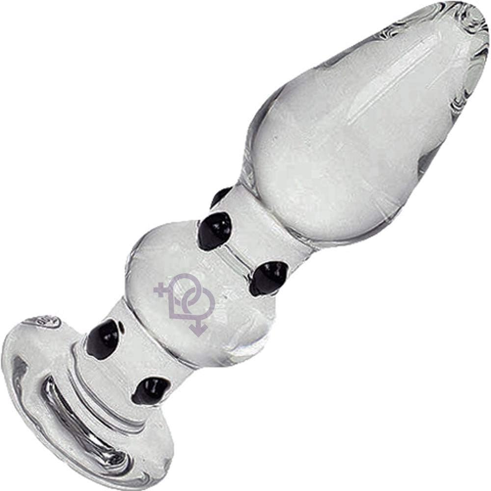 OptiSex Pleasure Booster Premium Glass Anal Plug, 5.5 Inch, with Storage Bag