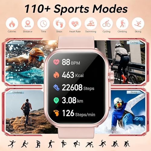 Image of Jacoosa Smart Watch with 1000mAh Large Capacity Battery, Fitness Tracker with Heart Rate Monitor, Sleep Monitor, IP67 Waterproof, Smart Notifications for iOS & Android Phones (Pink)
