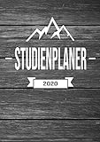 Studienplaner 2020: Wochenplaner zum notieren, organisieren und planen DIN A4. Kalender / Terminkalender / Monats- / Tagesübersicht / Kontakt- / Geburtstags listen / Design : Holz Brett Berge