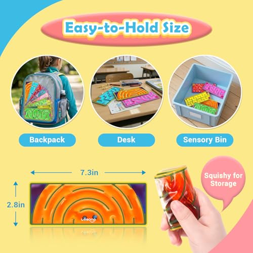 Image of LESONG Sensory Fidget Toys for Kids: 9 Pack Squishy Gel-Filled Sensory Maze for Autism Calming - Fidgets Bulk for Classroom Calm Down Corner School Prizes - Travel Toys for Car Road Trip Airplane