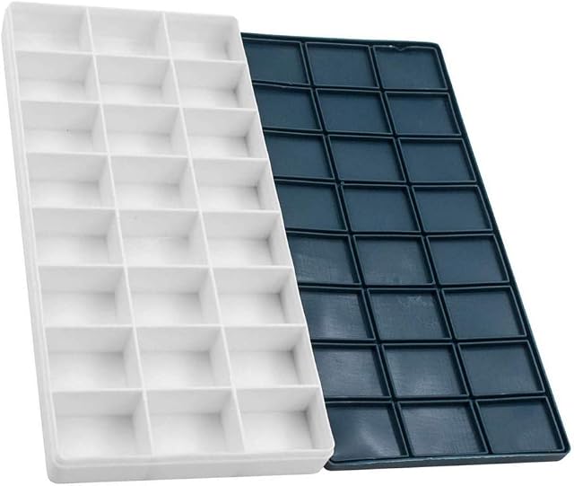 24 Paint Palette Plastic Paint Holder Watercolor Paint Storage Travel Palette with Rubber Lid for Artists Students Kids