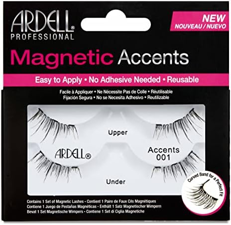 Ardell Magnetic Accent 001 False Eyelashes,1 Pair of Upper and Under Lashes, Light Volume, Medium Length, Vegan Friendly, (Pack of 1)