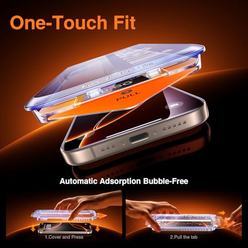 Image of SMARTDEVIL 2 Pack for iPhone 16 Pro Screen Protector, Anti-Blue Light, Eye Protection & Reduce Eye Strain, 9H Tempered Glass with Auto Dust-Elimination, Bubble Free, Easy Installatio, Bubble-Free