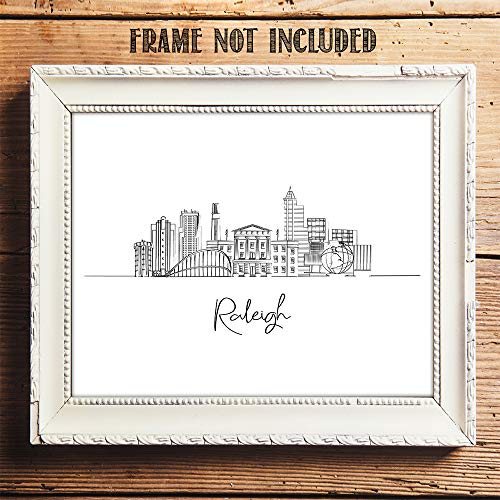 Raleigh, North Carolina City Skyline Landscape - United States Of America Travel Adventures & Vacation Cityscape Wall Art Decor- Unframed 11 X 14 Black & White Print - Anniversary Travel Gift Ideas #TOP7