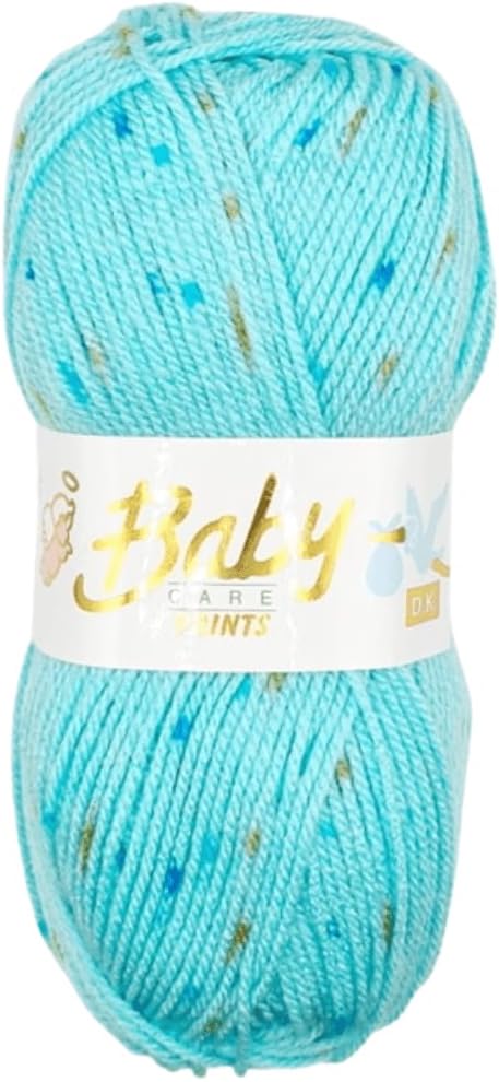WoolCraft Baby Care Spot Print DK Knitting & Crochet Yarn, Great Value Baby Yarn Available in a Selection of Printed Shades, 100% Acrylic, 300 Metres, 100g Balls, Single Ball, Spearmint