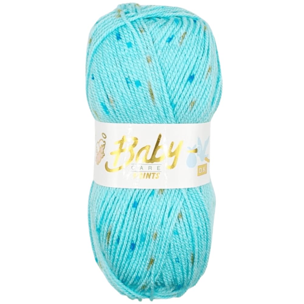 WoolCraft Baby Care Spot Print DK Knitting & Crochet Yarn, Great Value Baby Yarn Available in a Selection of Printed Shades, 100% Acrylic, 300 Metres, 100g Balls, Single Ball, Spearmint