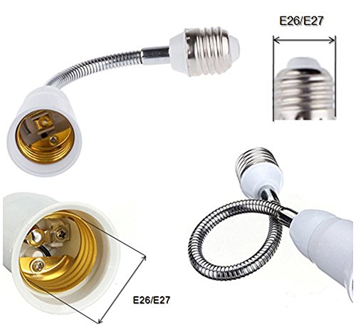 E27 Flexible Light Bulb Lamp Socket Adapter Extender/Adjustable Edison Bulb Socket Extension For Home Light Fixtures/Led Grow Light Socket Stand Etc (11.8Inch) #TOP3