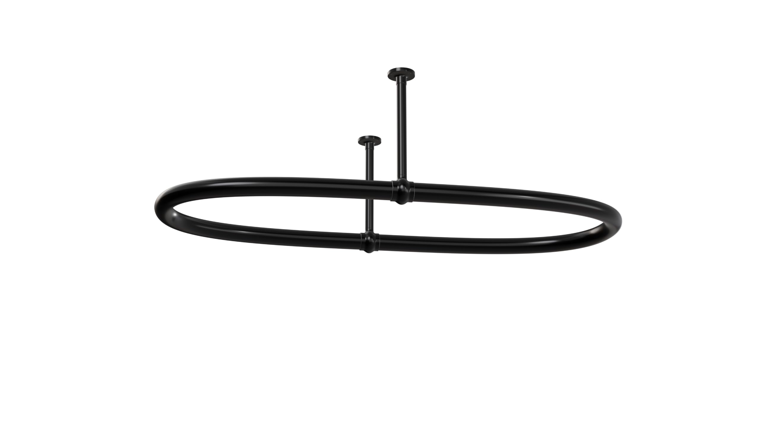 Aquaworld Oval Shower Curtain Rod for Bathroom Decor, Ceiling Mounted, Sturdy Construction, Black Shower Curtain Rod, Ideal for Small Bathrooms Size: 110 x 64 x 28 cm