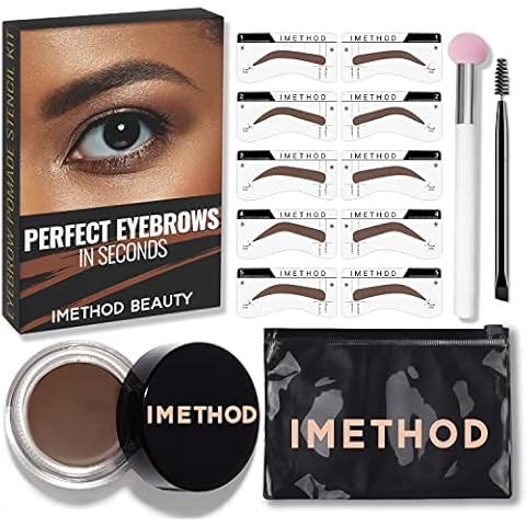 iMethod Eyebrow Stamp and Eyebrow Stencil Kit - Eye Brow Stamping Kit, Brow Stamp Kit, Brow Stencil and Stamp Kit, Brow Trio Eyebrow Kit, Perfect Bushy Eyebrows, Brown Cover