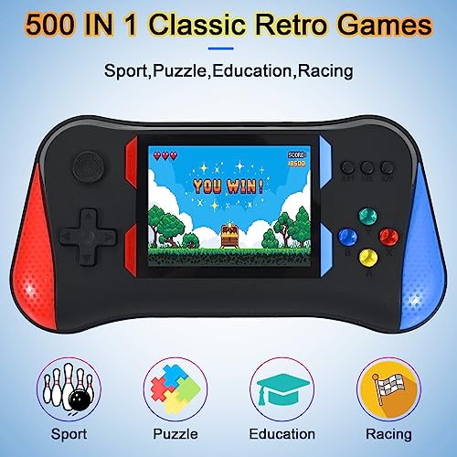 Amazm Video Games for Kids 500 in 1 Handheld Gaming Console Game Mini Retro Classic with 3.5 Inch Colourful LCD Screen, Video Game Console, Portable Video Game System 9 512Ae62VKVL