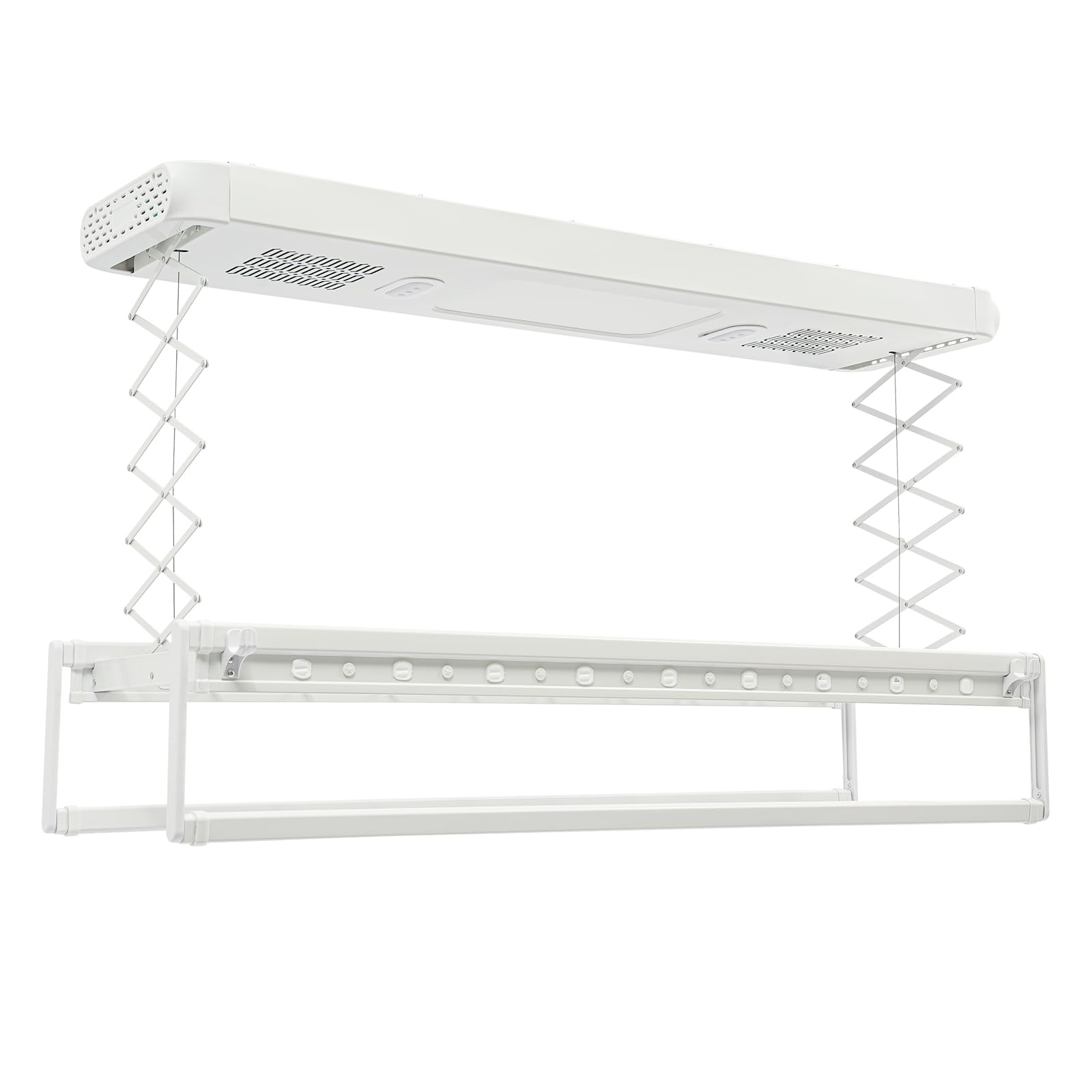 Wäscheständer Deckenmontage 24W LED Elektrisch Decken Wäschetrockner mit Fernbedienung, 155 * 60cm Elektrischer Wäscheständer für Hausbalkone, Badezimmer (Weiß)