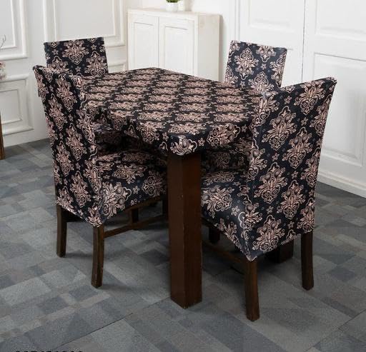 Superfine Universal Dining Chair Cover with Table Cover Flexible Slipcover Polyester Spandex Printed Stretch Removable Washable Dining Chair Cover for Home (96 x 152 cm) (Cambric Black,4 Seater) (B0CW27B7B7) Amazon Price History, Amazon Price Tracker
