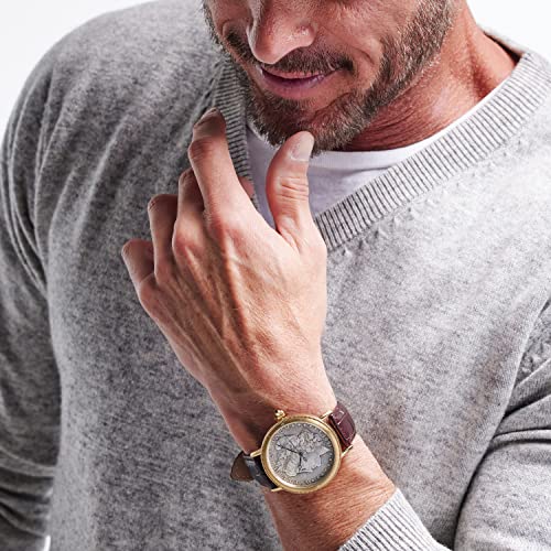 Stauer Morgan Silver Dollar Men's Wrist Watches – Mens Silver Watch Watches For Men W/Genuine Brown Crocodile-Grain Leather Band – Swiss Movement Silver Watches For Men #TOP4