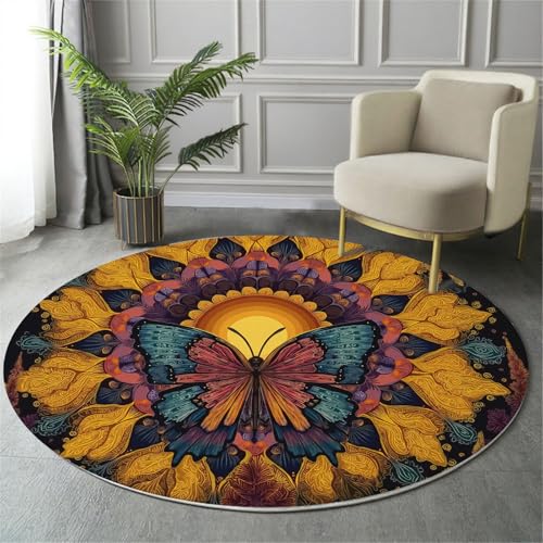 Tapis rond lavable en machine de 60 cm, la solution anti-taches et antidérapante pour chambre - 4