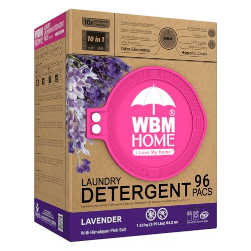 Image of WBM 10-in-1 Laundry Pods with Softener & Scent Booster, 96 Count, High Efficiency (HE), Fabric Softener, Lavender Extracts, Stain Lifter, Eco-Friendly, Gentle, Fresh