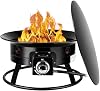 Camplux Portable Propane Gas Fire Pit, Outdoor Gas Fire Bowl with Cover, Carry Kit and Natural Lava Rocks, Auto-Ignition 19 Inch Diameter