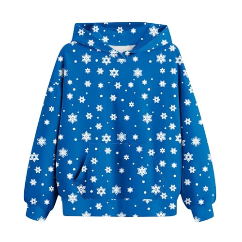 Oversized Hoodies For Teen Girls Boys Christmas Sweatshirts Snowflake Print Pullover Tops With Pocket 2-13 Years