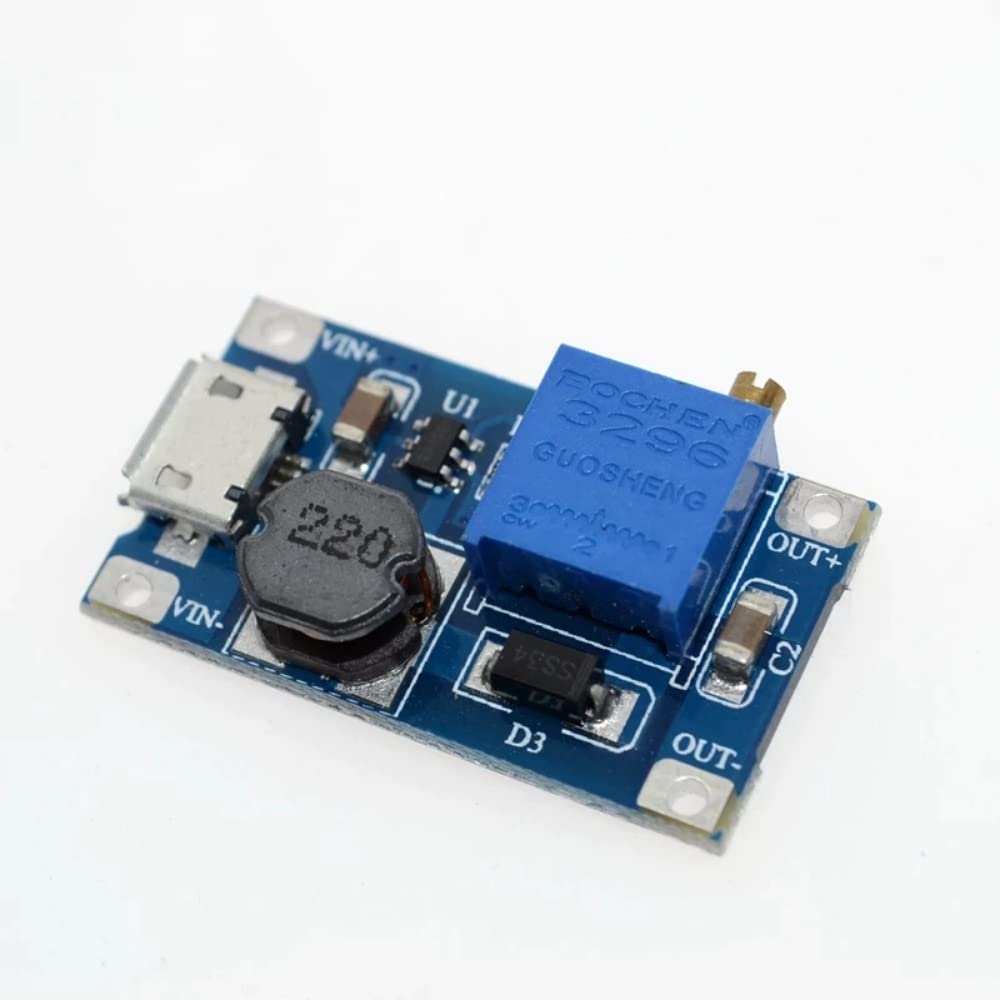 DC-DC Adjustable Boost Module 2A Boost Plate 2A Step Up Module with MICRO USB 2V - 24V to 5V 9V 12V 28V LM2577 MT3608 (B08P4YX4FF) Amazon Price History, Amazon Price Tracker