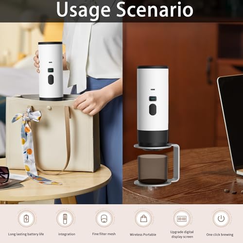 Mocoli 3-in-1 Portable Electric Espresso Maker - 90ml Travel Coffee Machine with Digital Display for RV, Camping, and Office (White + Holder) - Image 8
