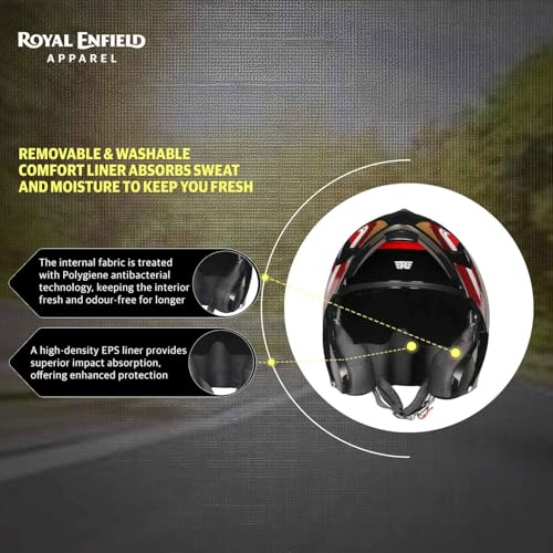 Image of Royal Enfield Stealth MOD Brushed Modular Helmet | Certification: ISI & DOT | Shell Construction: High Impact Grade ABS & Fiberglass Composite | Weight: 1200 + /-50 | RED L