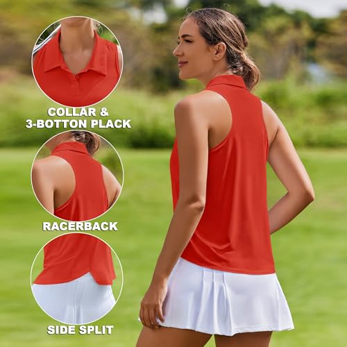 Image of PINSPARK Women's Golf Shirt Racerback UPF 50+ Tennis Tank Top with Collar