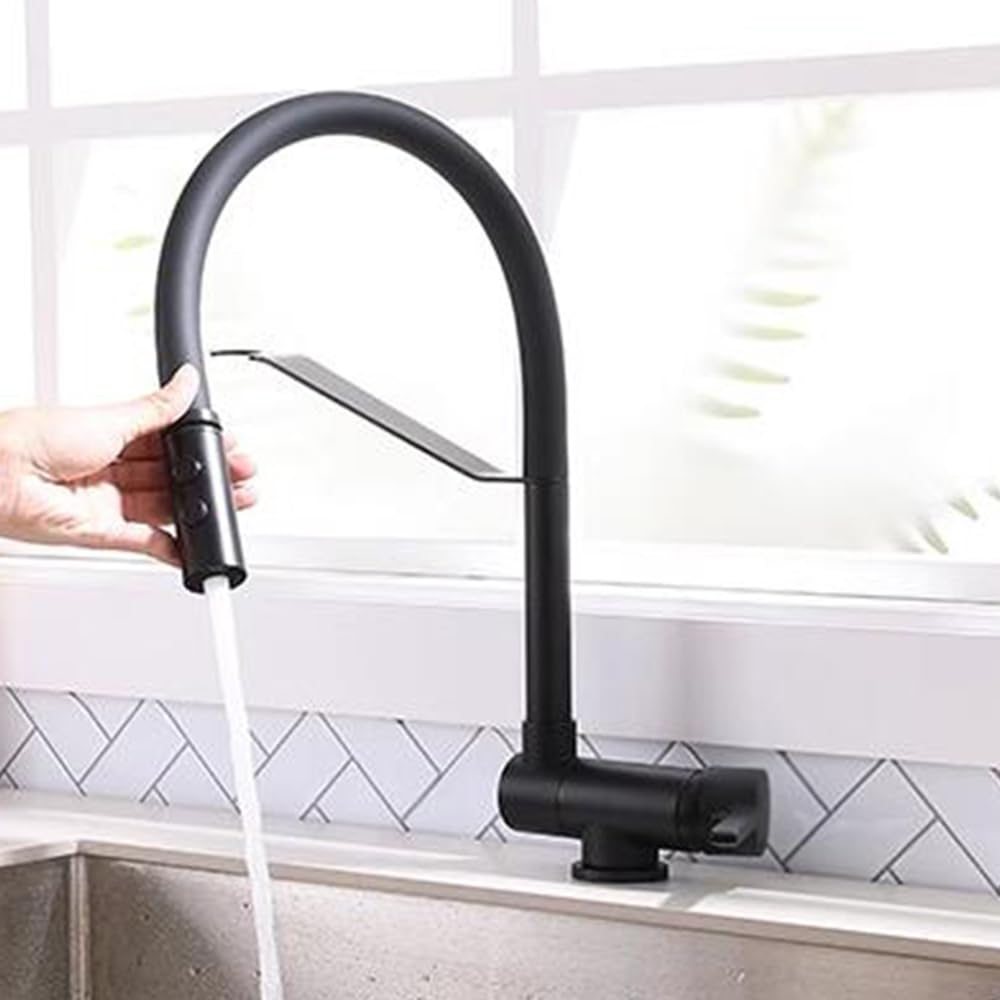 Robinet de cuisine pliable pour évier avec tuyau universel monotrou
