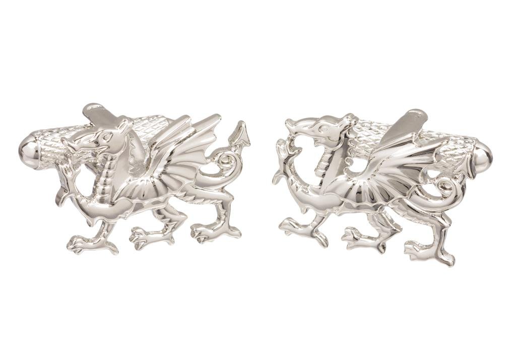 Onyx Art Welsh Dragon Design Cufflinks - Available in Silver Color or Gold
