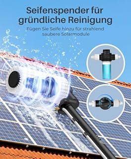 LyriFine Elettrico spazzola pulizia pannelli fotovoltaici 6,2 metri, 5 stadi telescopic hydrocleaner kit pulizia pannelli fotovoltaici e Velocità della 2a marcia per pannelli solari, vetri per tetti