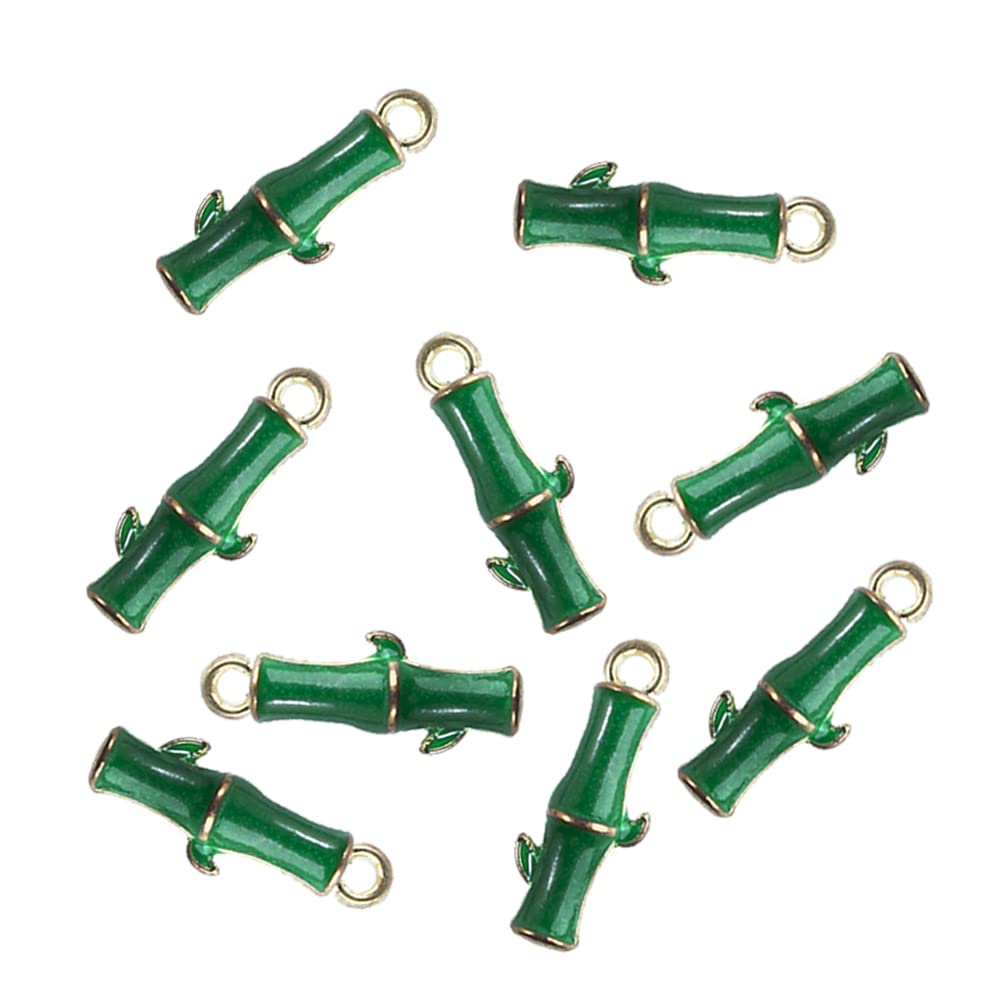 SSYHQAX 30 pcs Green Bamboo Enamel Charms Pendant Mini Pendent Cute Charms Pendant Various Craft Supplies for DIY Jewelry Making Earrings Necklace Bracelet Making