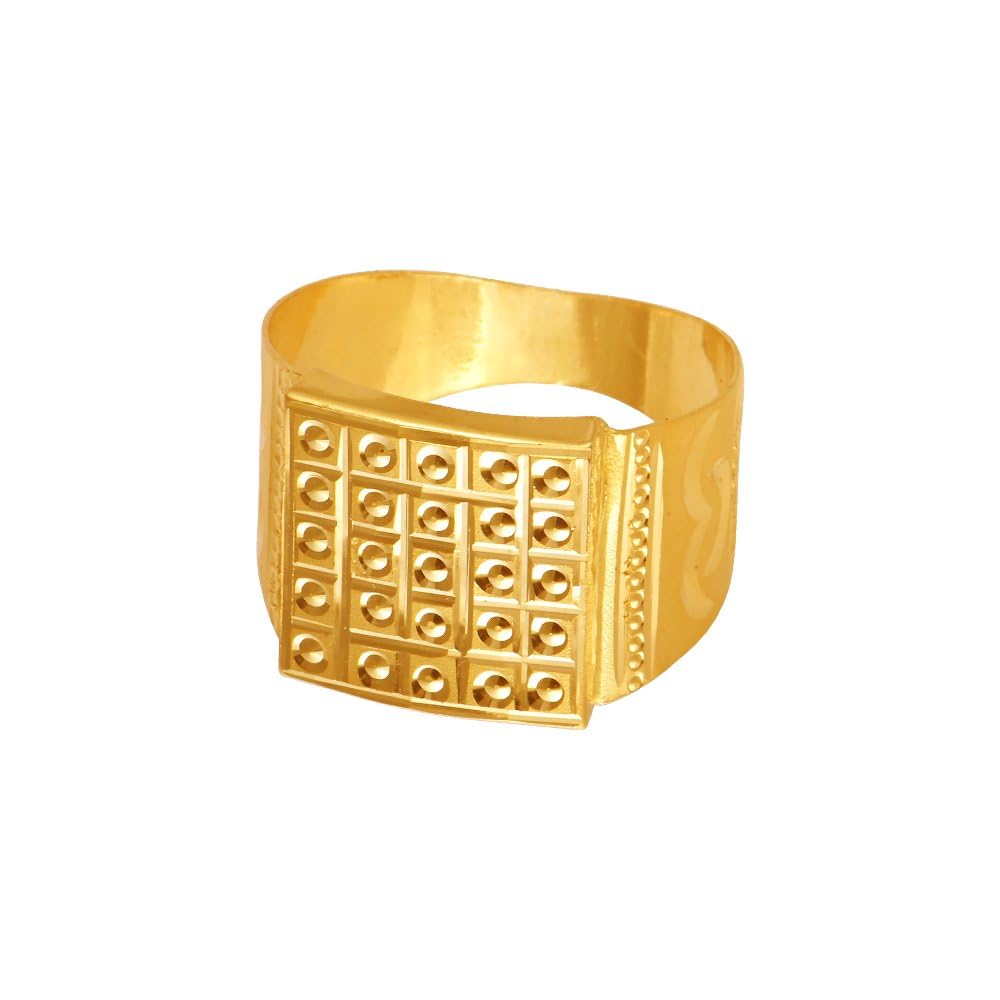 22KT (916) Yellow Gold Square Top Signet Gold Ring For Mens (Size 16) - 3.03 Grams-image-33