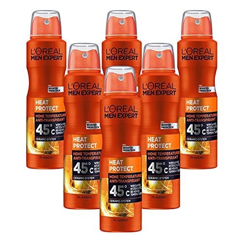 LOréal Men Expert Körperpflege Wirksames Deospray für Männer Ideal bei hohen Temperaturen bis zu 45C Heat Protection 6 x 150 ml